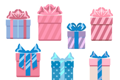 Gift boxes in pastel colors vector illustration set