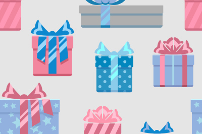 Gift boxes vector seamless pattern