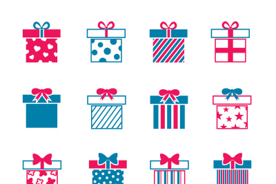 Colorful gift boxes vector icons set