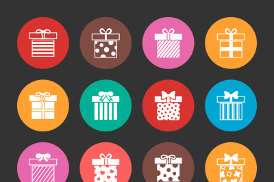 Gift boxes vector icons set over black