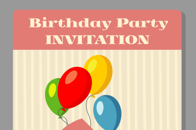 Kids birthday party invitation card vector illustration