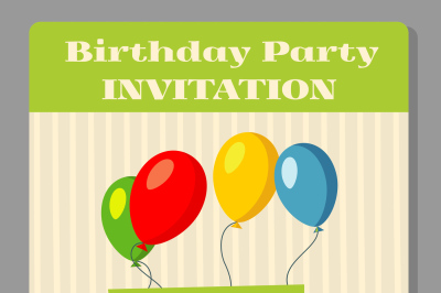 Kids birthday party invitation card vector illustration