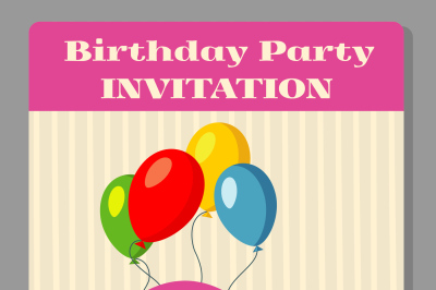 Kids birthday party cartoon animals invitation