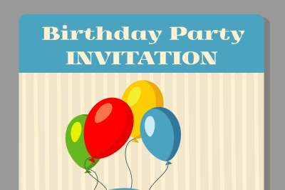 Kids birthday party cartoon animals invitation