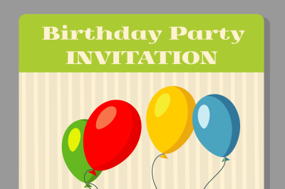 Kids birthday party cartoon animals invitation