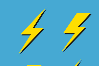 Set of vector yellow lightnings background