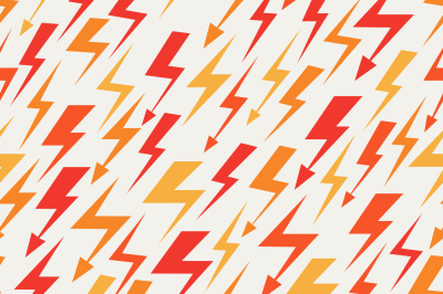 Orange, red and yellow lightnings seamless pattern