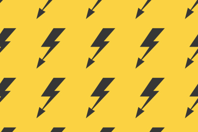 Black yellow lightnings vector seamless background