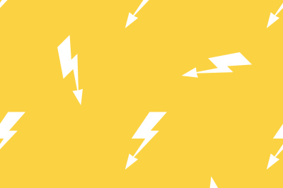 White lightnings yellow vector seamless pattern