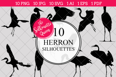 Heron Silhouette Vectors