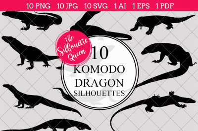 Komodo Dragon Silhouette Vectors