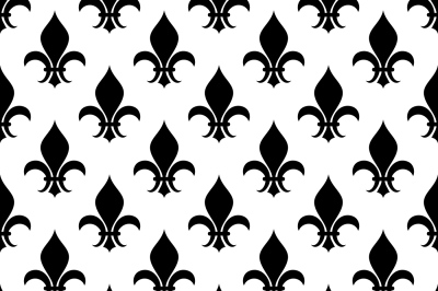 Vector fleur de lis seamless pattern in black and white