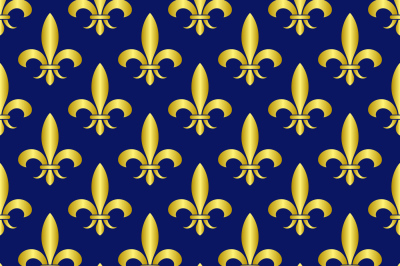 Golden fleur de lis royal lily vector seamless pattern