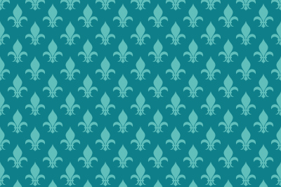 Teal fleur de lis vector seamless pattern