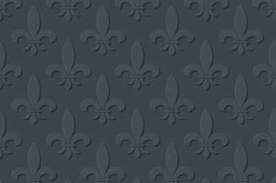 Gray fleur de lis royal lily seamless pattern