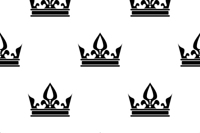 Vector crowns seamless pattern in black and white