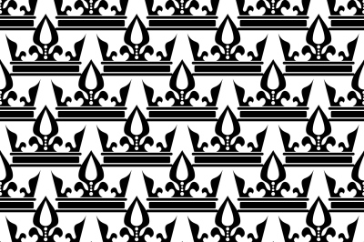 Vector crowns seamless pattern in black and white