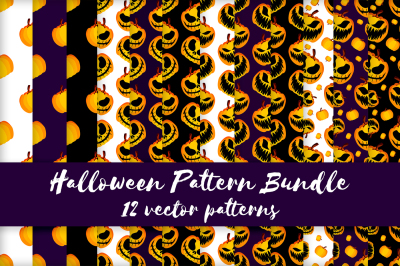 12 Halloween Patterns + Pumpkin Icons