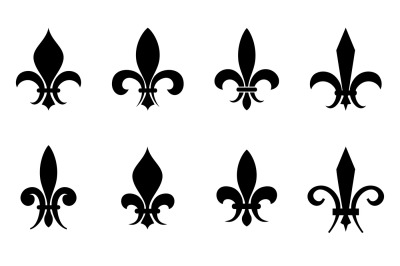 Fleur de lis vector set in black isolated white