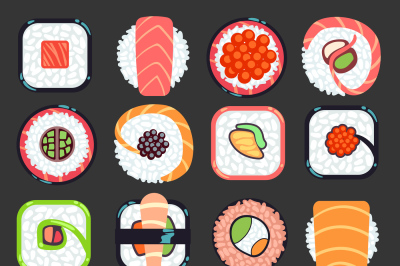 Japanese food sushi vector illustration