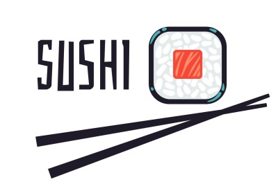 Sushi bar or restaurant logo template