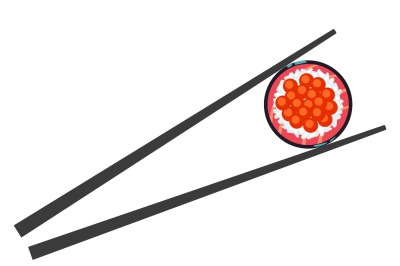 Sushi and chopsticks vector illustration isolated over white