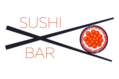 Sushi bar food logo vector template