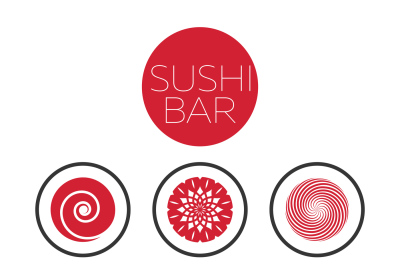 Abstract sushi bar food logo vector template