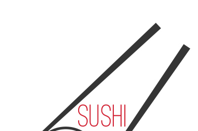 Japanese sushi bar food logo template