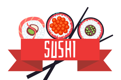 Japanese sushi menu vector illustration template