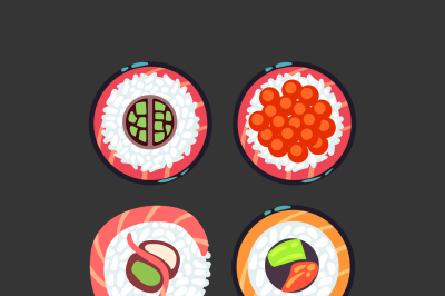 Black sushi bar food logo vector template