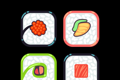 Sushi menu food logo vector template black