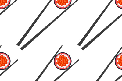 Sushi and chopsticks vector seamless pattern