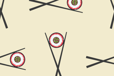 Sushi and chopsticks vector seamless pattern