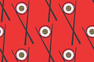 Sushi and chopsticks vector seamless pattern