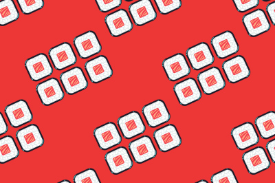 Sushi sets vector seamless pattern red