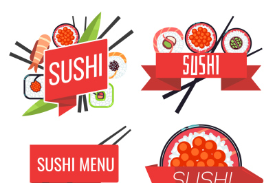 Japanese sushi bar or restaurant menu vector set