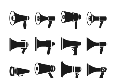 Megaphone, announcement, loudspeaker, vector icons