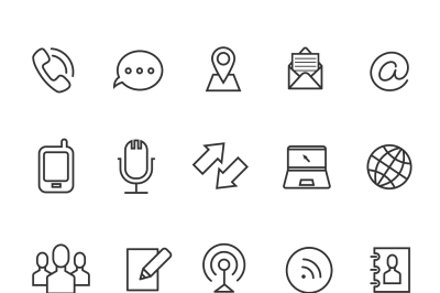 Communication line vector icons for business card