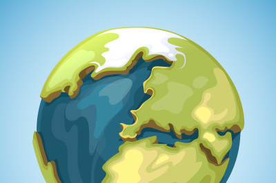 Cartoon earth planet globe vector illustration in style