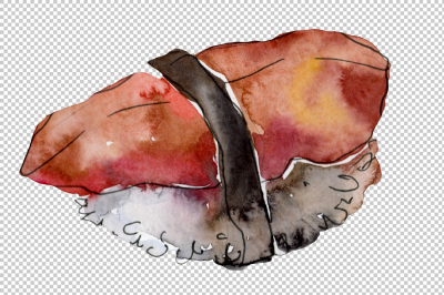 Watercolor sushi PNG watercolor set