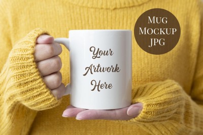 Mug Mockup - Woman holding mug