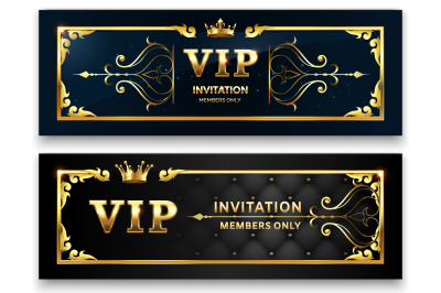 Golden banner. Gold royal crown&2C; luxury exclusive glamour club flyer a