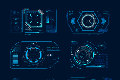 Futuristic virtual screen. Monitoring hud panel frame with tracking ai