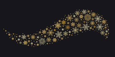 Golden snowflake wave. Gold snowflakes stream, winter snow gift card i