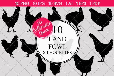 Land Fowl Silhouette Vector