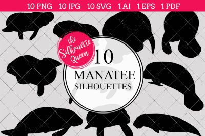  Manatee Silhouette Vector