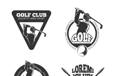 Vintage golf club vector labels, emblems, badges and logos