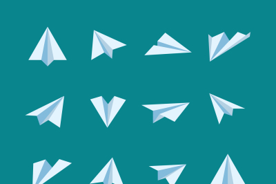 Paper planes flat vector icons set