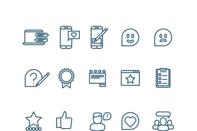 Testimonials, client relationship, feedback, inquiry thin line vector 